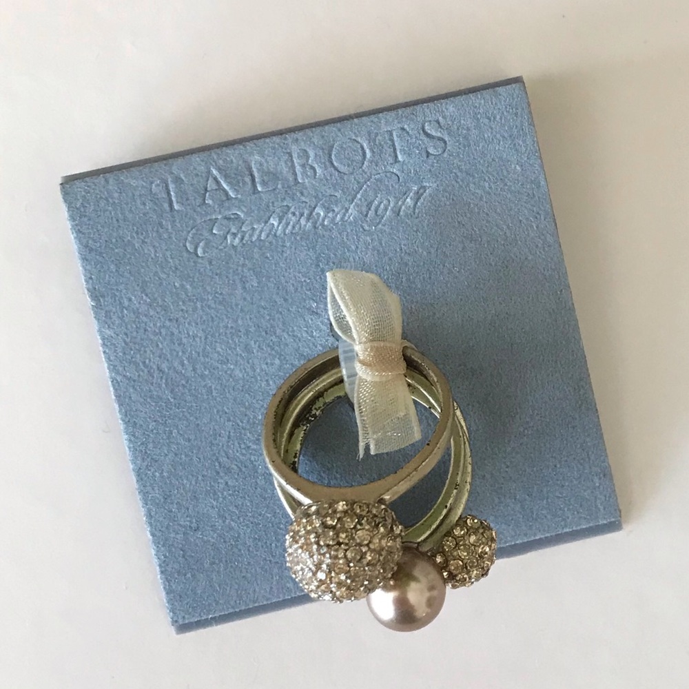 SOLD • Gold Talbots Disco & Pearl Ring Stack